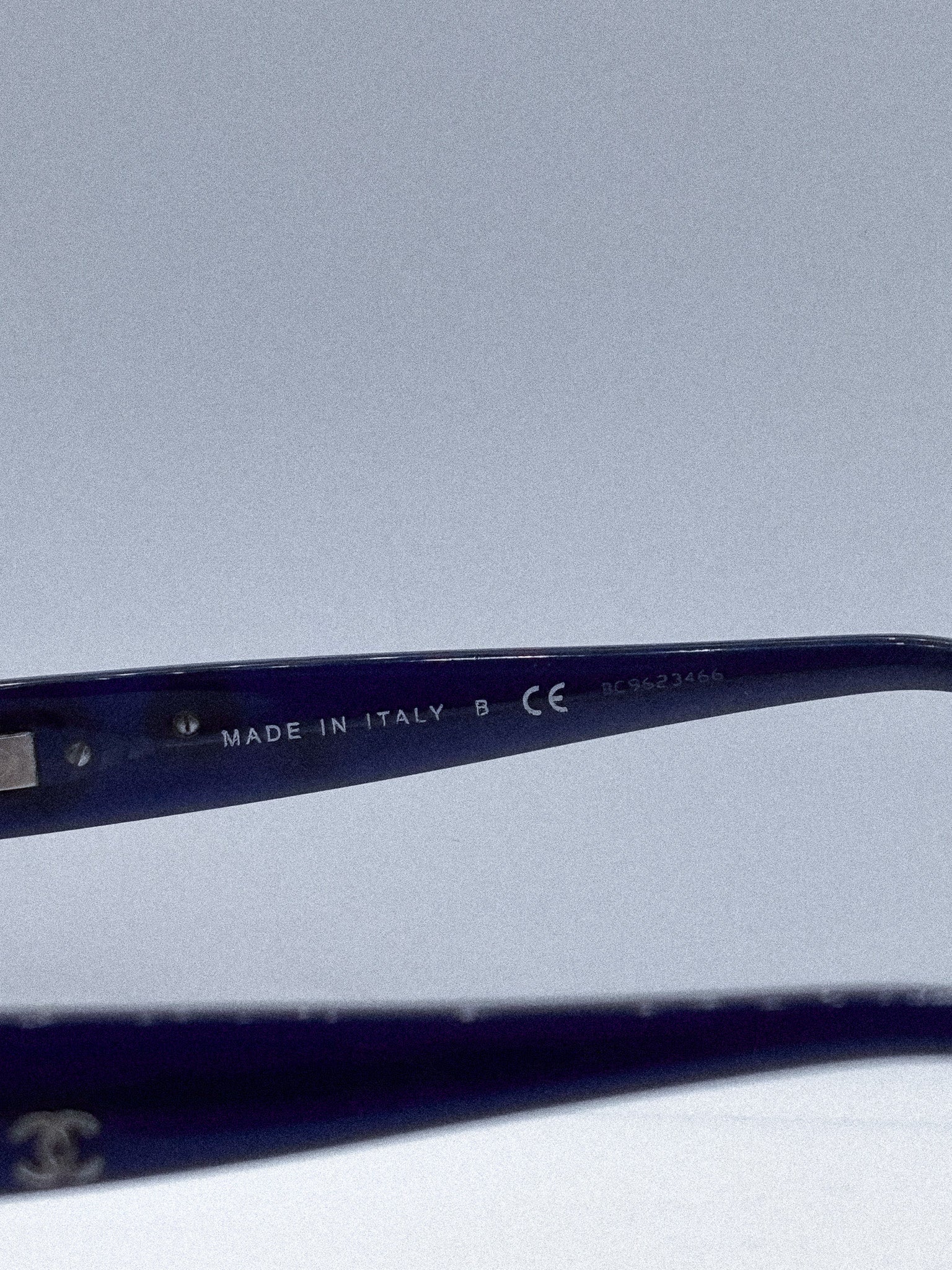 Blue Belle  1990s Chanel Designer Sunglasses brand title
