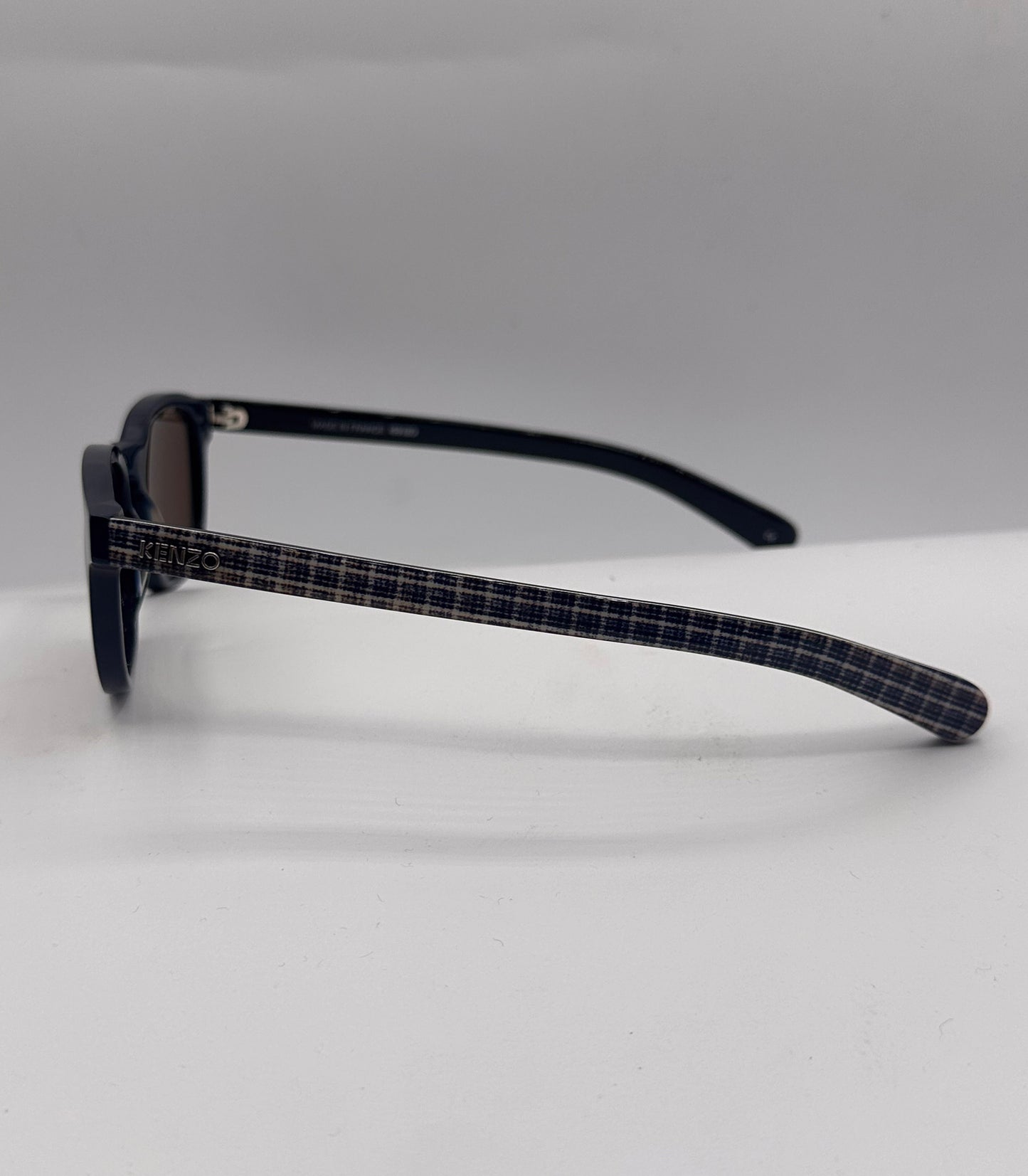 Plaid Blue 1980s Kenzo vintage Sunglasses, left side