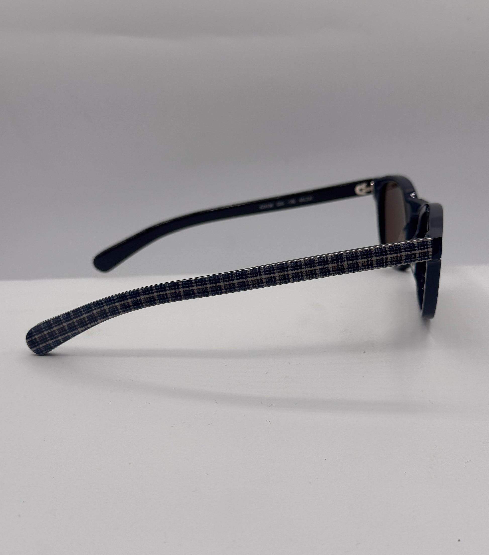 Plaid Blue 1980s Kenzo vintage Sunglasses, right side