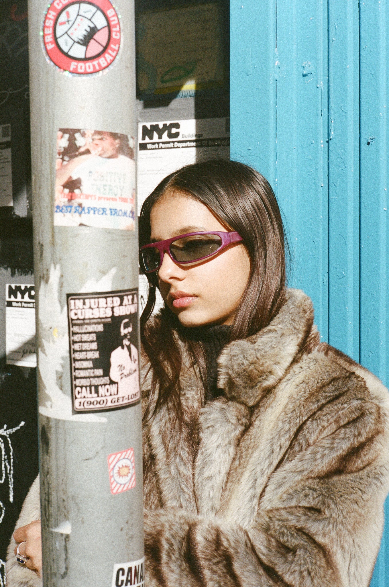 Space Age 1960s Artisan-Crafted Sunglasses left side with model