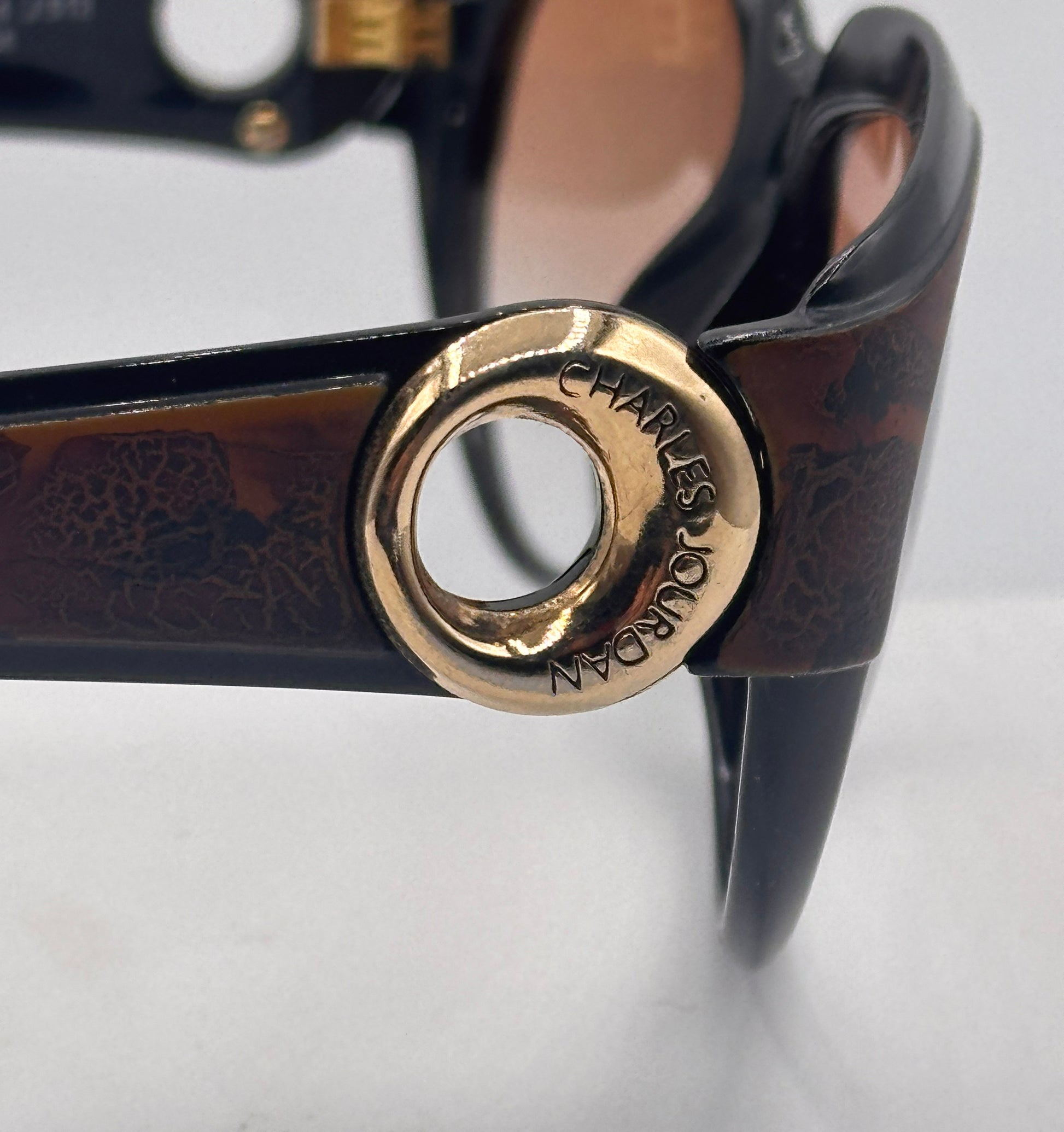 23-Leather 1980s Charles Jourdan vintage Sunglasses, right side zoomin