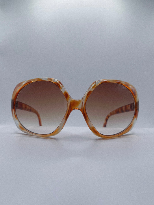 Lunettes de soleil hexagonales oversize vintage années 60 | Écaille de tortue