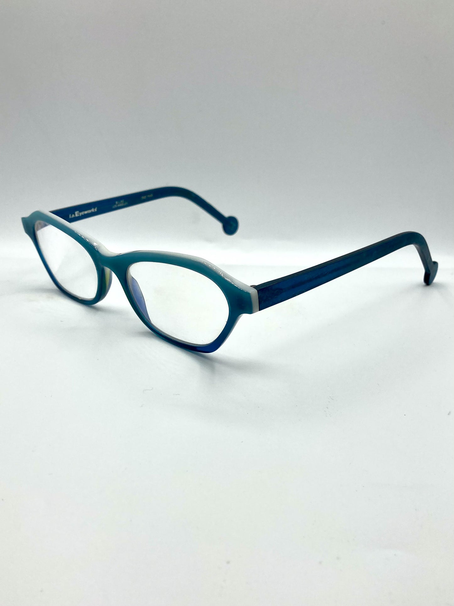 "Chestnut 907" 1990s LA Eyeworks vintage glasses, left side