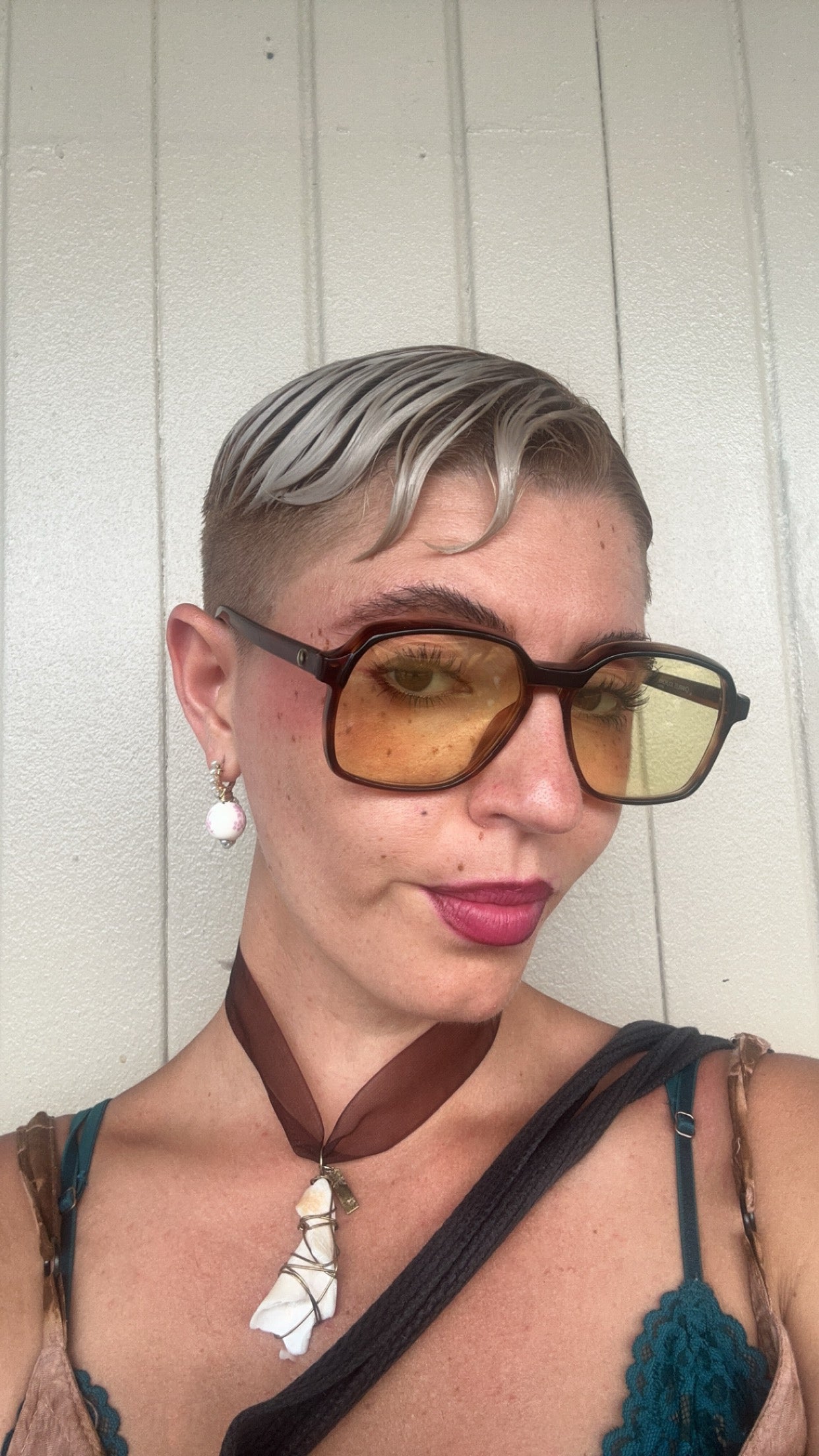 Dancing Feet 1970s Charles Jourdan vintage sunglasses,  with model