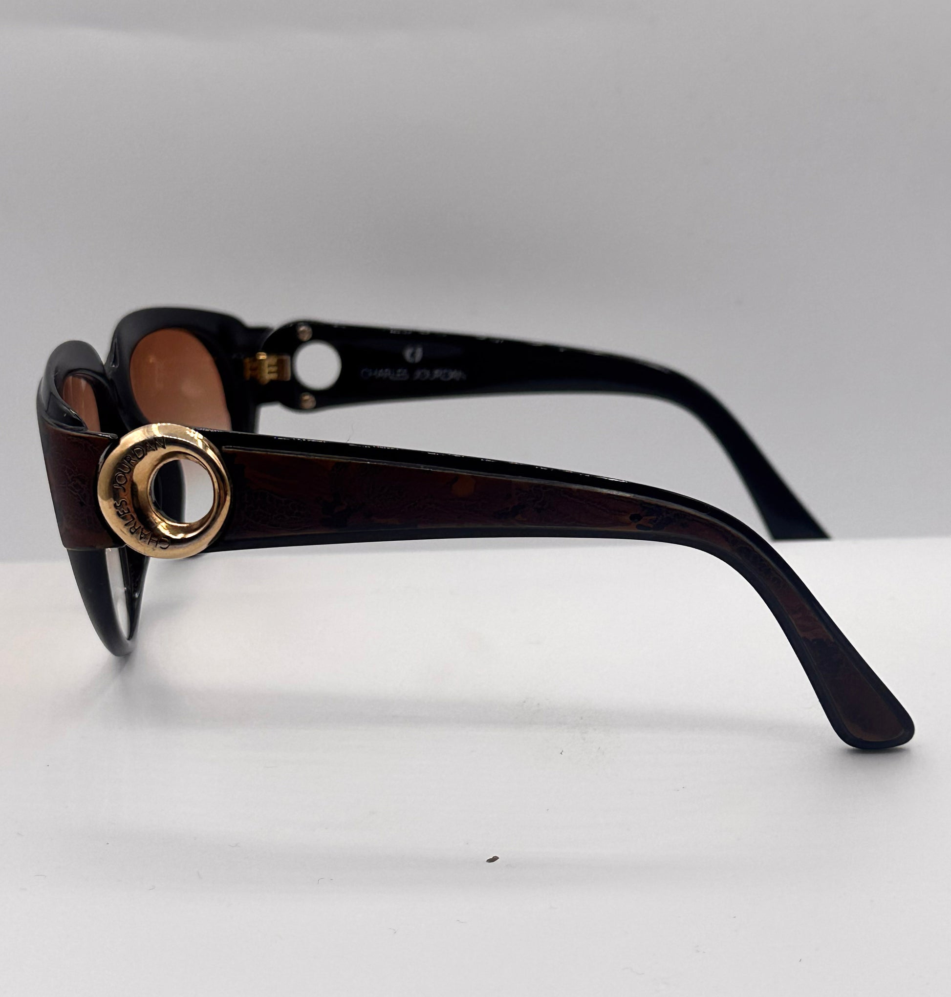 Leather 1980s Charles Jourdan vintage Sunglasses, left side