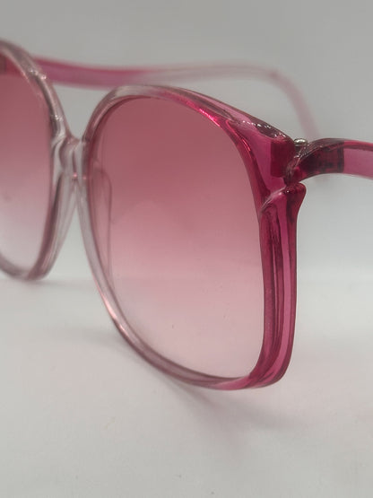 Pink Panther 1980s Pink Oval Sunglasses, zoom in left side