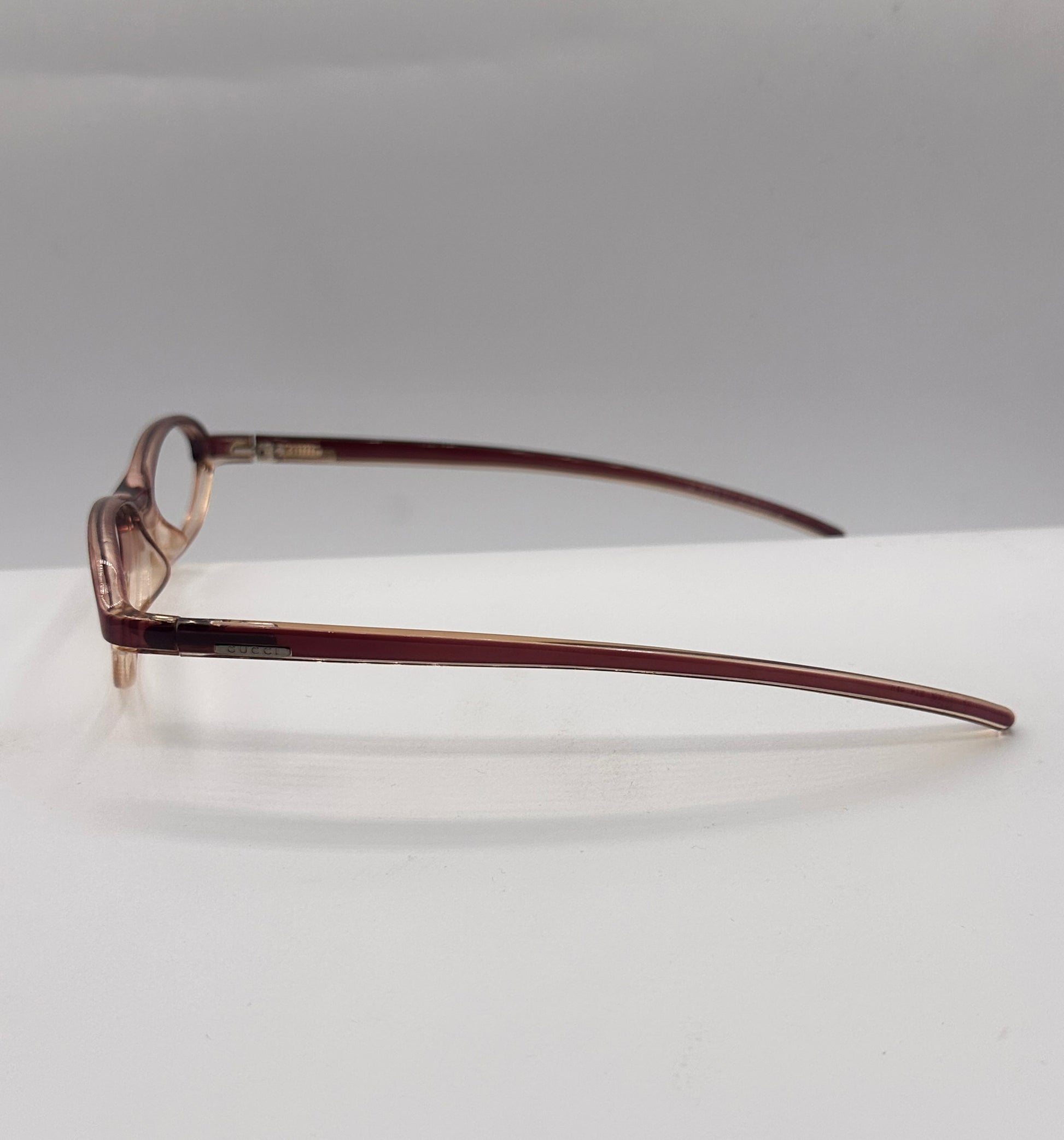 Pink Pantheress 1980s Gucci Eyeglasses Frames, left side